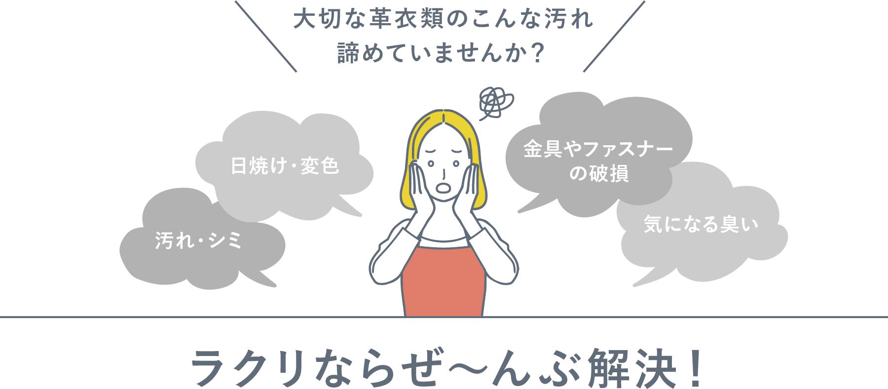 大切な革衣類のこんな汚れ諦めていませんか？  ラクリならぜ〜んぶ解決！